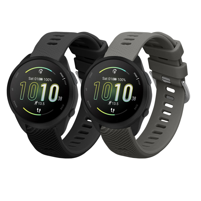 kwmobile 2x Sportarmband kompatibel mit Garmin Forerunner 165 / Forerunner 165 Music Armband - Fitnesstracker Band Set aus TPU Silikon Schwarz  [dsg01]