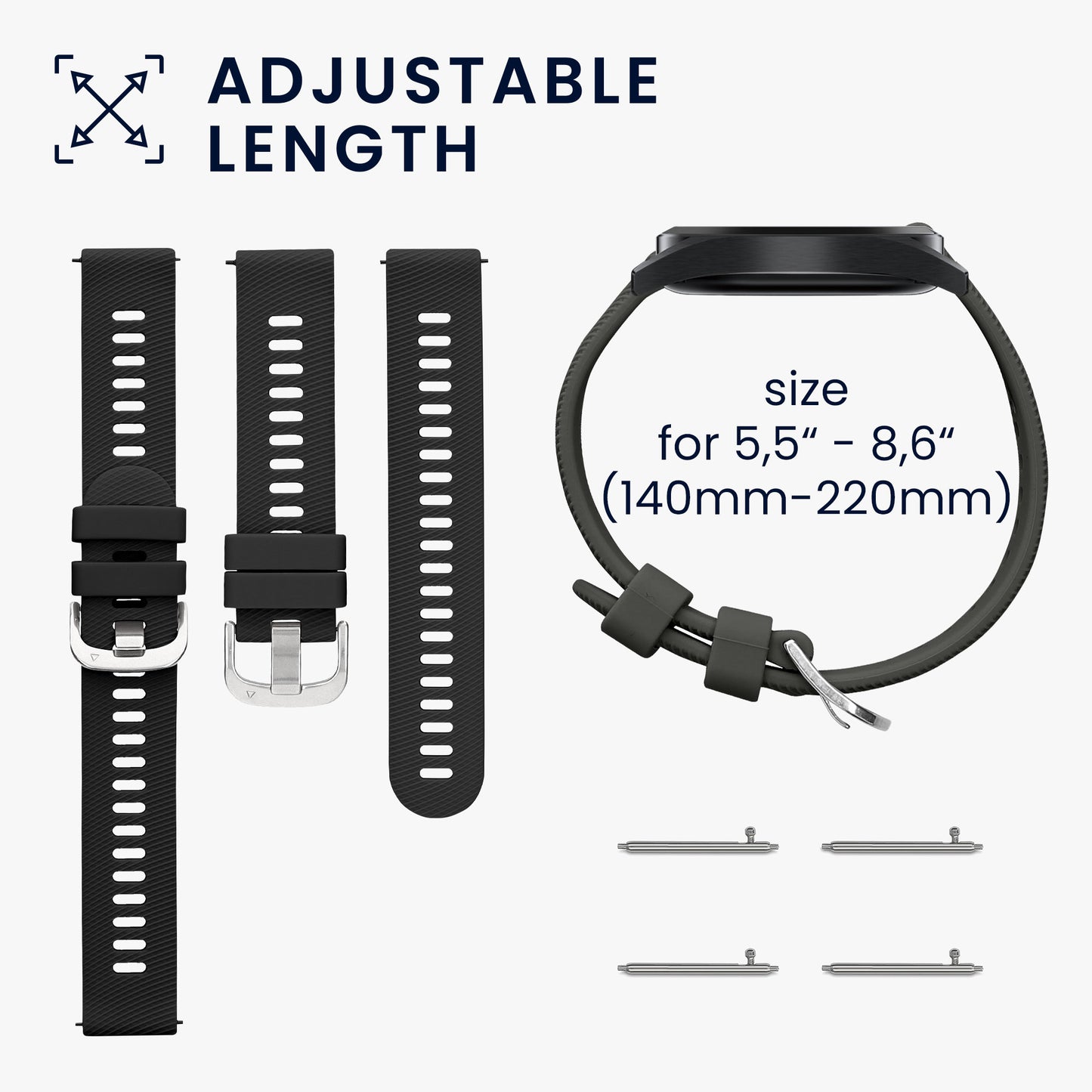 kwmobile Sports Armband compatible with Garmin Forerunner 165 / Forerunner 165 Music Band - Fitness Tracker Band Set
