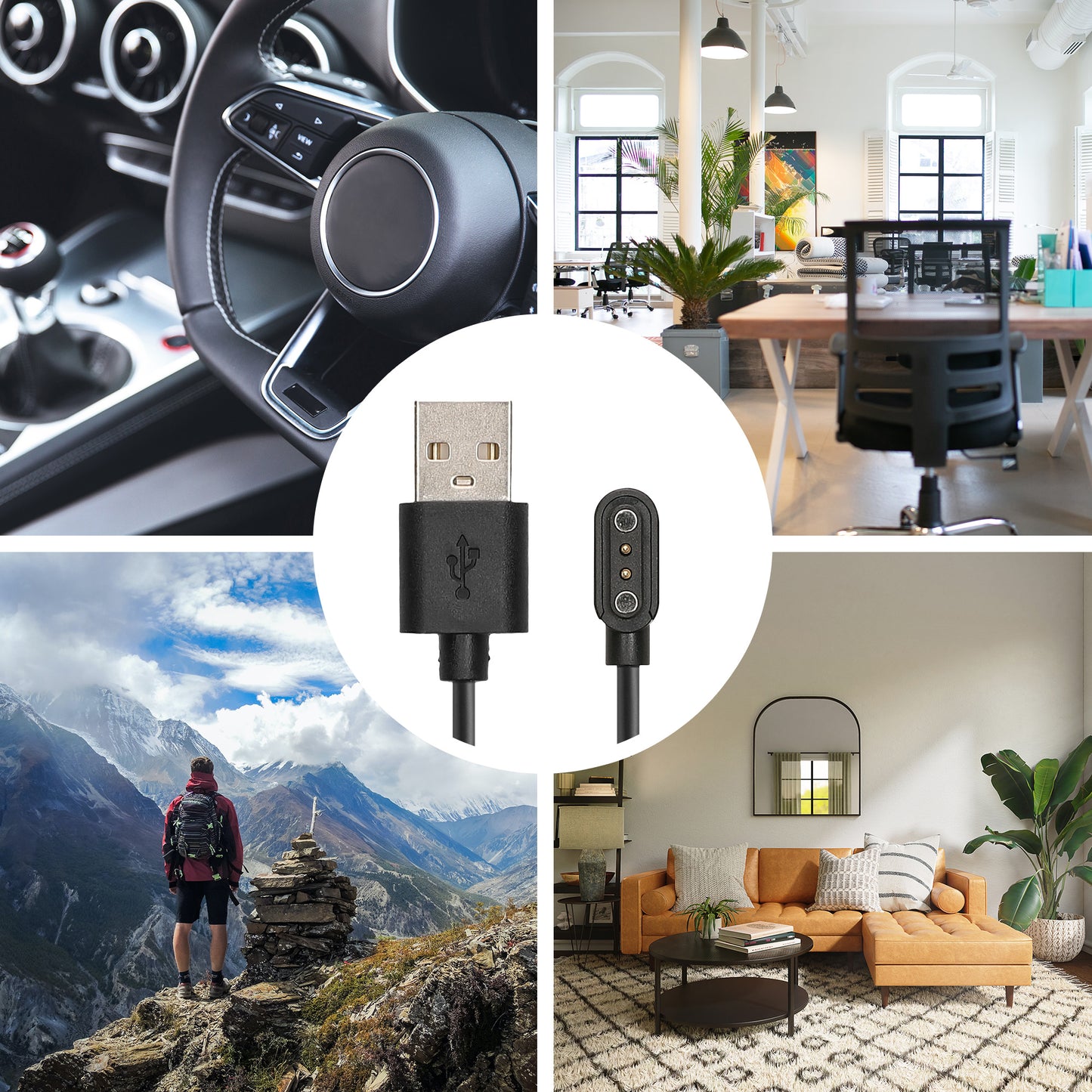 kwmobile USB Cable Charger Compatible with CMF by Nothing Watch Pro Charging Cable Smartwatch Replacement Cable Fitness Tracker Charging Cable