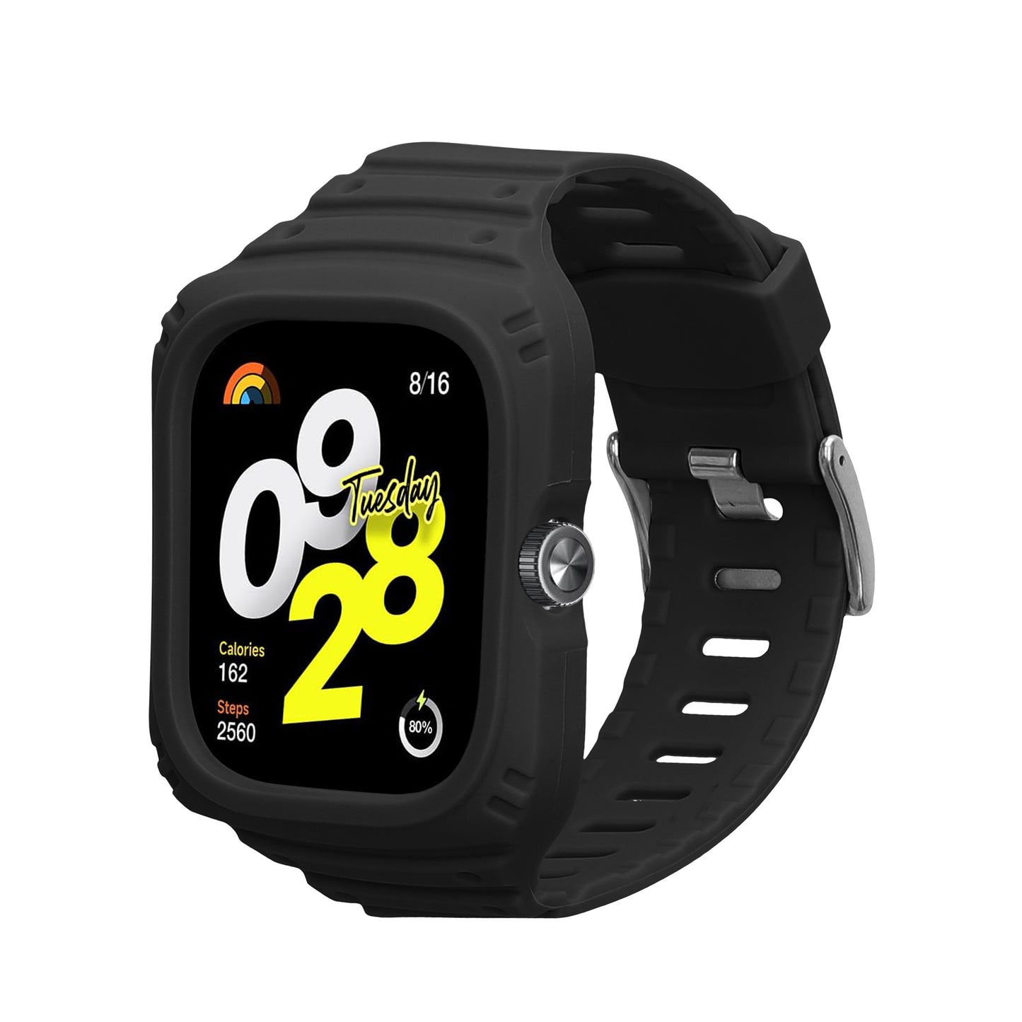 kwmobile Sportarmband kompatibel mit Xiaomi Redmi Watch 4 - Armband TPU Silikon für Fitnesstracker - mit Schutz Bumper Schwarz Schwarz  