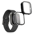 kwmobile 2x Cover kompatibel mit CMF by Nothing Watch Pro (D395) Hülle - Fullbody Fitnesstracker Case Set aus Glas - Transparent Schwarz Transparent  [dsg01]