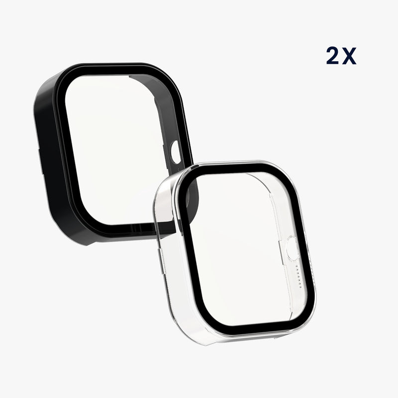 kwmobile Glass Case for CMF by Nothing Watch Pro (D395) Protective Case Fullbody Fitness Tracker Case Set