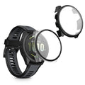 kwmobile 2x Cover kompatibel mit Garmin Forerunner 165 / Forerunner 165 Music Hülle - Fullbody Fitnesstracker Case Set aus Glas - Transparent Schwarz Transparent  [dsg01]