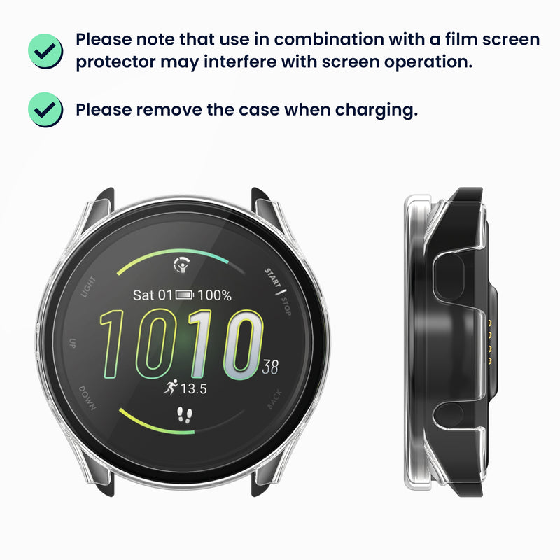 kwmobile Cover compatible with Garmin Forerunner 165 / Forerunner 165 Music Case Fullbody Fitness Tracker Cover Set Made of Glass