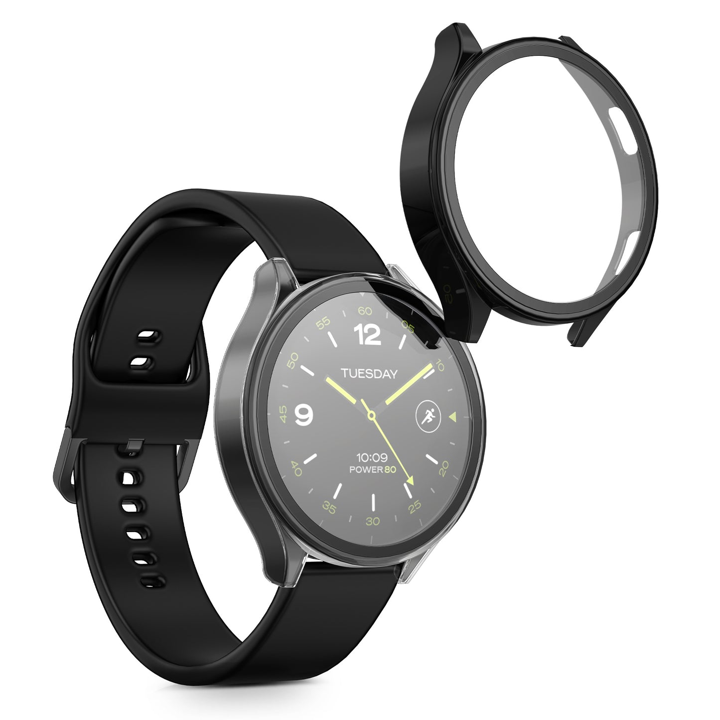 kwmobile Glass Case for Xiaomi Watch 2 Protective Cover Full-Body Fitness Tracker Case Set