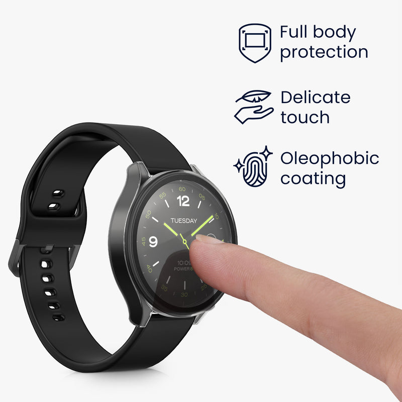 kwmobile Glass Case for Xiaomi Watch 2 Protective Cover Full-Body Fitness Tracker Case Set