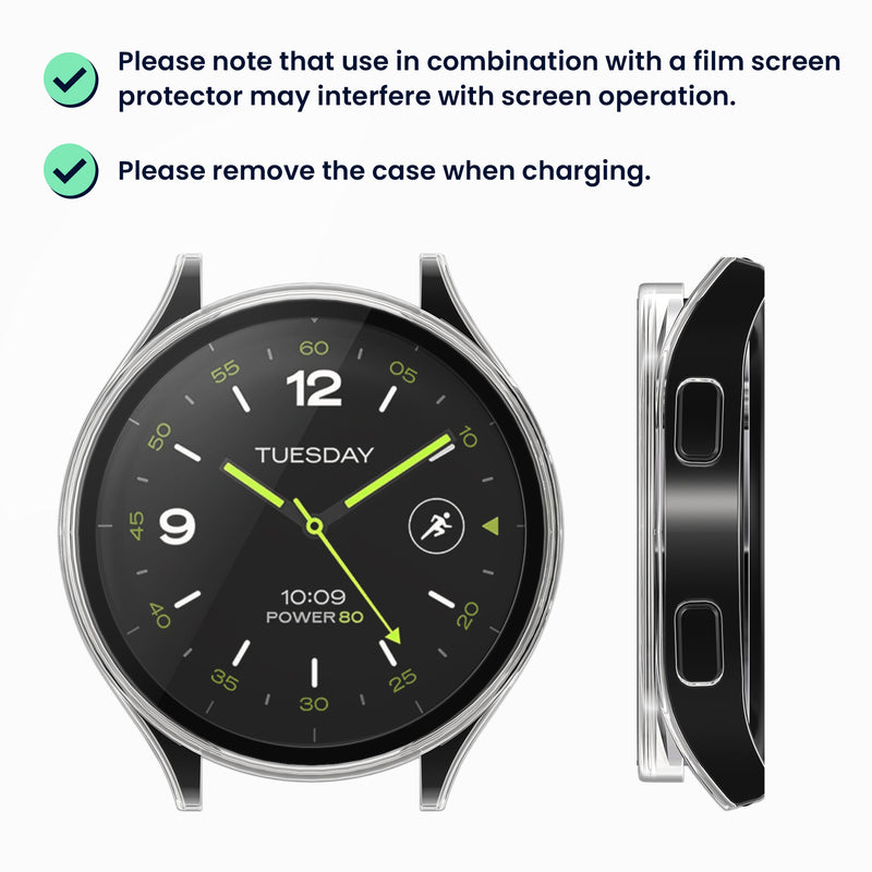 kwmobile Glass Case for Xiaomi Watch 2 Protective Cover Full-Body Fitness Tracker Case Set