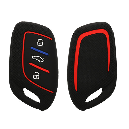 kwmobile Autoschlüssel Schutzhülle kompatibel mit MG 3-Tasten ZS MG4 MG5 MG6 Hülle - Schlüsselhülle aus Silikon - in Schwarz Rot Blau Schwarz  [dsg01]