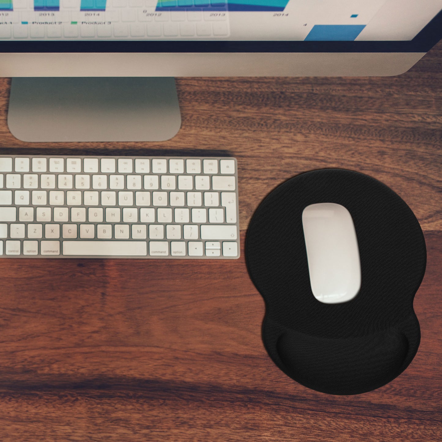 kwmobile Mouse Pad with Wrist Rest - Mouse Mat with Polyester and Silicone Wrist Support - Mouse Pad with Palm Rest for Office Gaming Desk