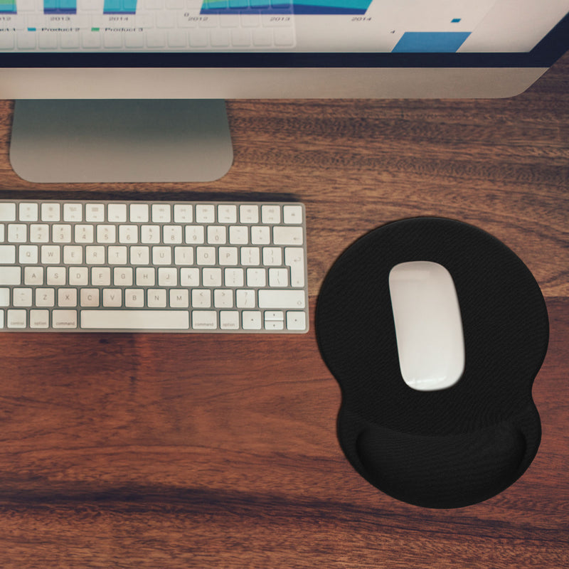 kwmobile Mouse Pad with Wrist Rest - Mouse Mat with Polyester and Silicone Wrist Support - Mouse Pad with Palm Rest for Office Gaming Desk