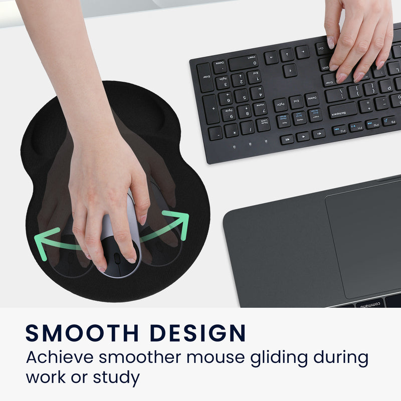 kwmobile Mouse Pad with Wrist Rest - Mouse Mat with Polyester and Silicone Wrist Support - Mouse Pad with Palm Rest for Office Gaming Desk