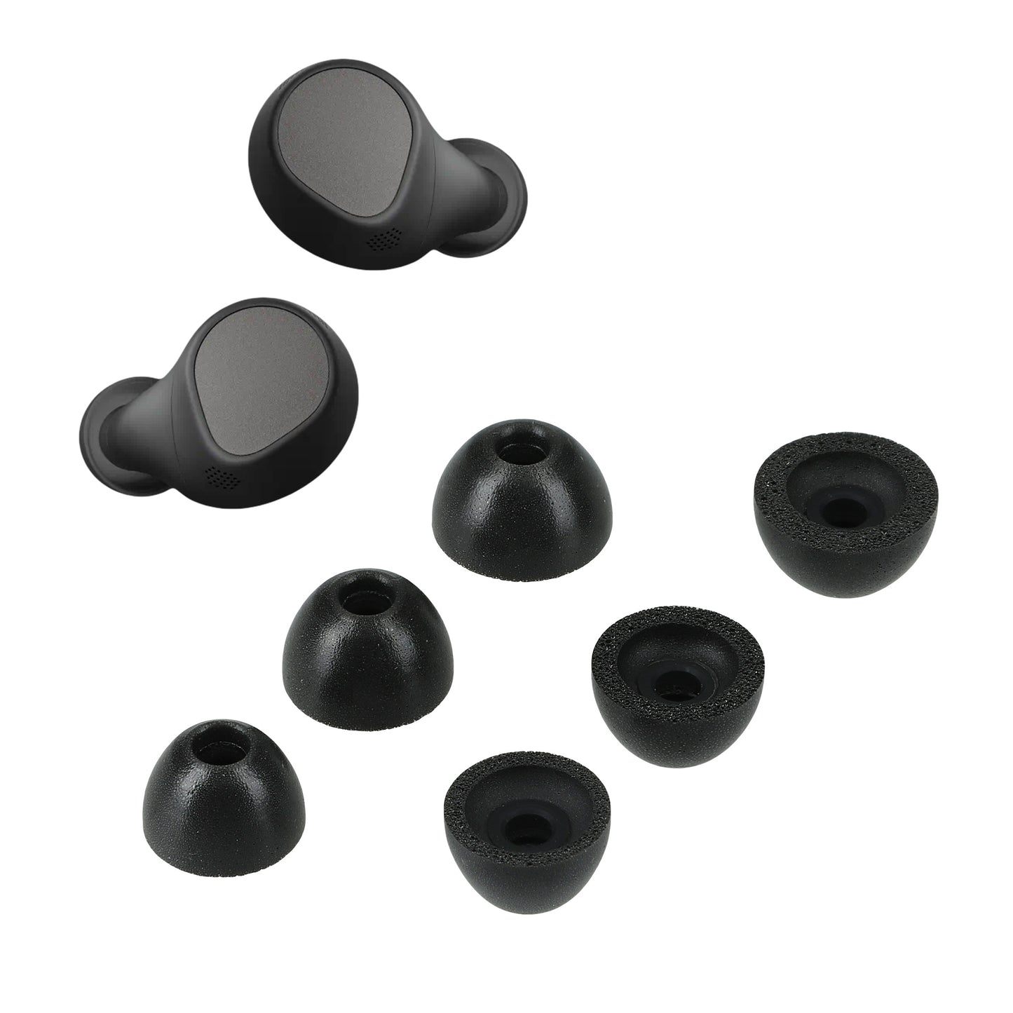 kwmobile 6x Ersatz In Ear Kopfhörer kompatibel mit Jabra Elite 7 Pro - 3 Größen - Polster Ohrstöpsel In-Ear Ohrhörer - Schwarz Schwarz  
