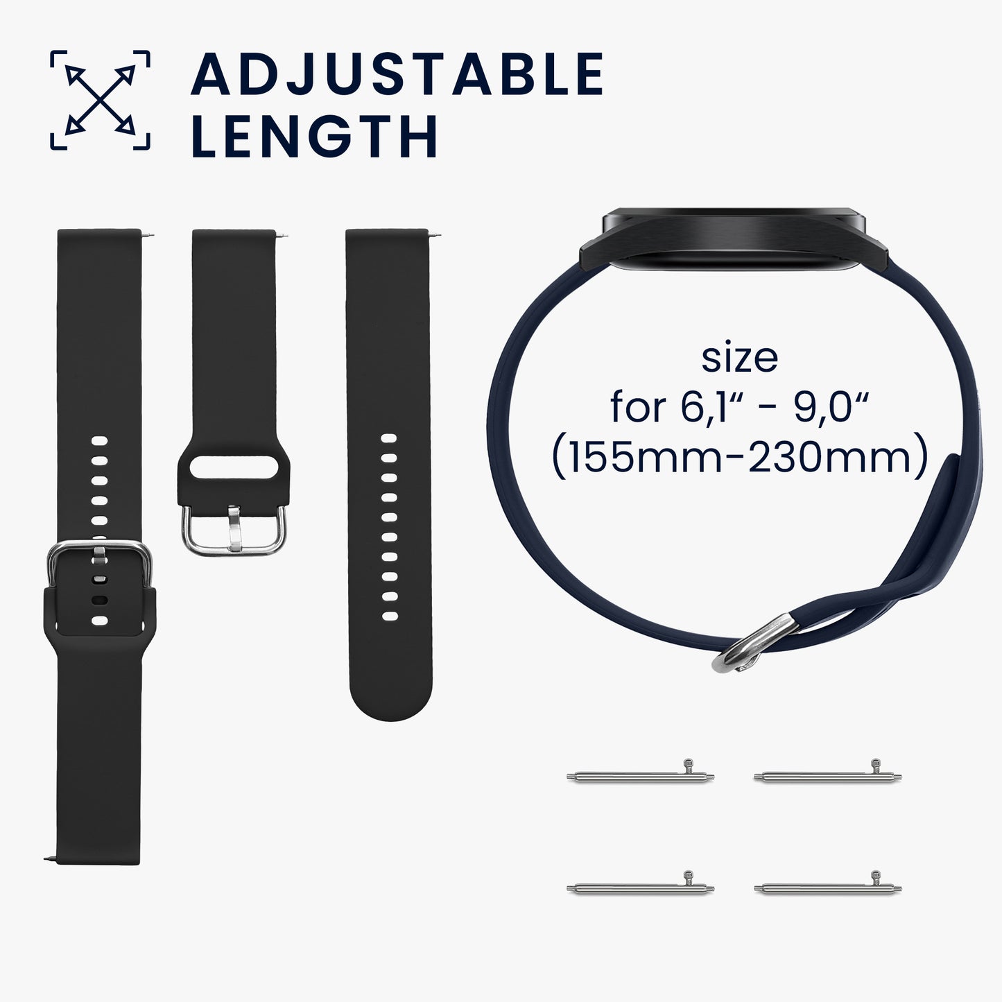 kwmobile Watch Strap for Xiaomi Watch 2 / OPPO Watch X / OnePlus Watch 2 - Fitness Tracker Band Set - Replacement Smartwatch Strap