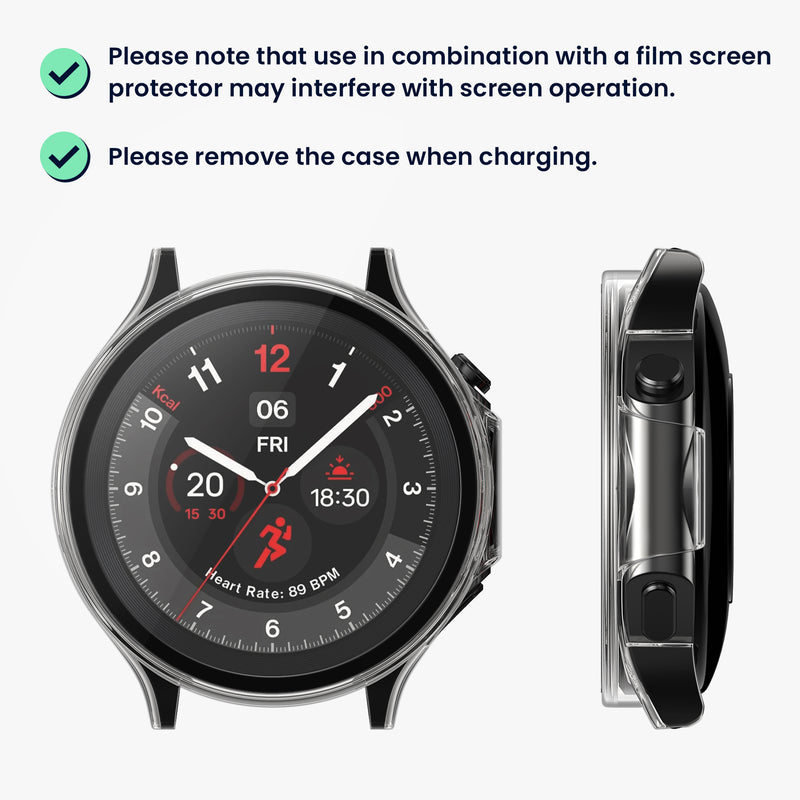 kwmobile Glass Case for OnePlus Watch 2 / OPPO Watch X Protective Cover Full-Body Fitness Tracker Case Set