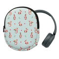 kwmobile Hülle kompatibel mit Sony WH-CH520 / WH-CH510 / MDR-ZX110 Neopren Tasche - Case für Headset aus robustem Neopren Stoff - Weiß Braun Graugrün Hasen und Blumen Weiß  [dsg01]