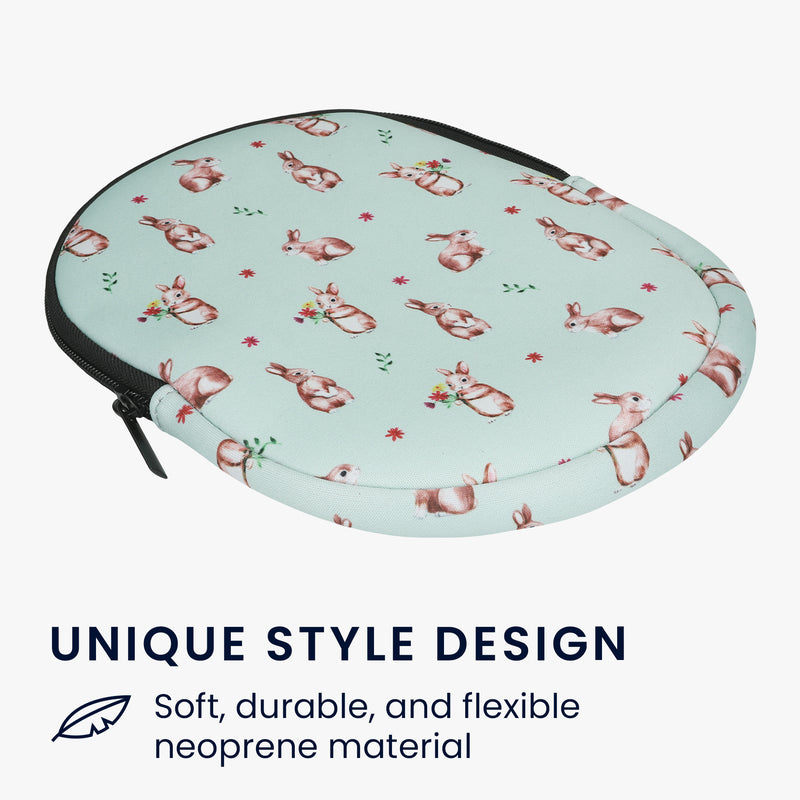 kwmobile Case Compatible with Sony WH-CH520 / WH-CH510 / MDR-ZX110 Headset Bag Made of Robust Fabric - Rabbits and Flowers