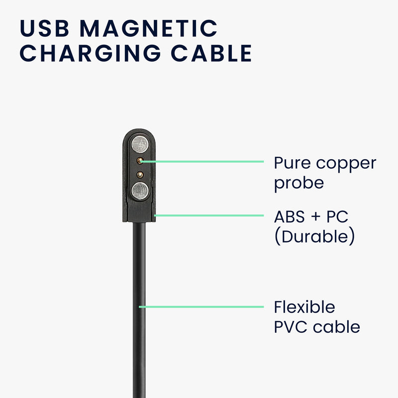 kwmobile USB Charger Cable compatible with Mibro Watch T2 / Watch A2 / Watch C3 / Watch GS Pro Charging Cable - Smart Watch Replacement Cable - Fitness Tracker Charging Cable
