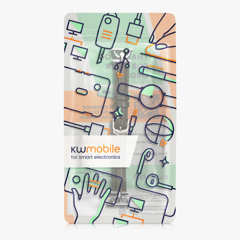 kwmobile Real Leather Watch Strap for Huami 22mm Amazfit Bip 6 / Bip 5 Unity / Bip 5 / GTS 3 / Balance 2 / Helio Strap Band - Replacement Strap for Fitness Tracker - Smartwatch Replacement Band