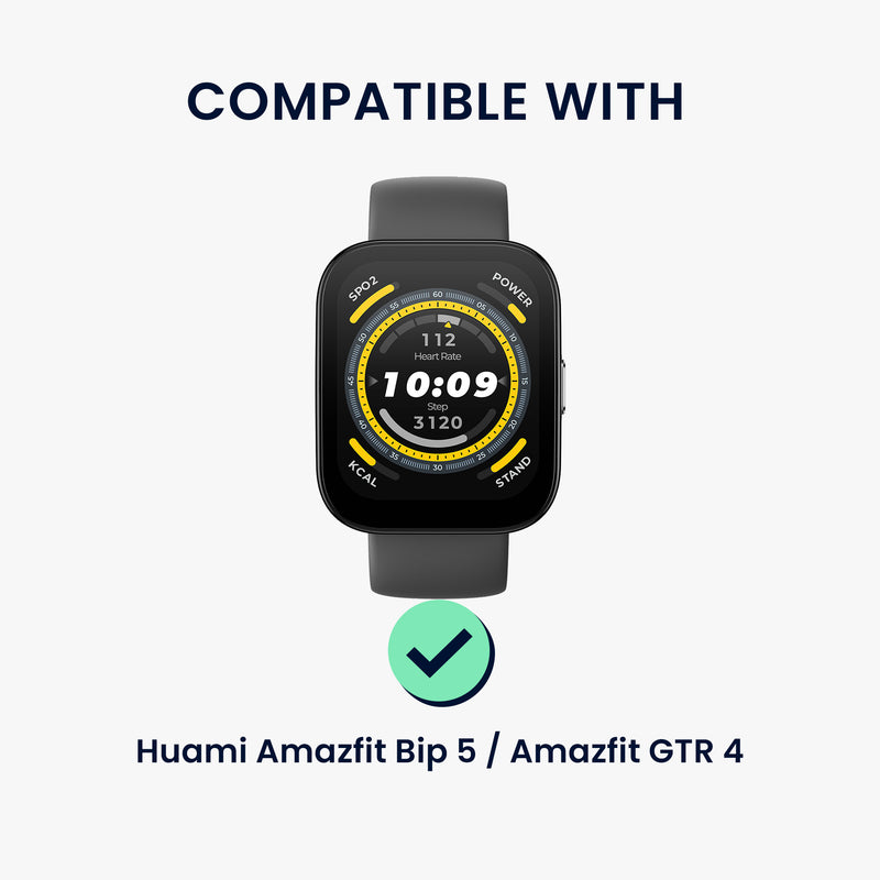 kwmobile Real Leather Watch Strap for Huami 22mm Amazfit Bip 6 / Bip 5 Unity / Bip 5 / GTS 3 / Balance 2 / Helio Strap Band - Replacement Strap for Fitness Tracker - Smartwatch Replacement Band