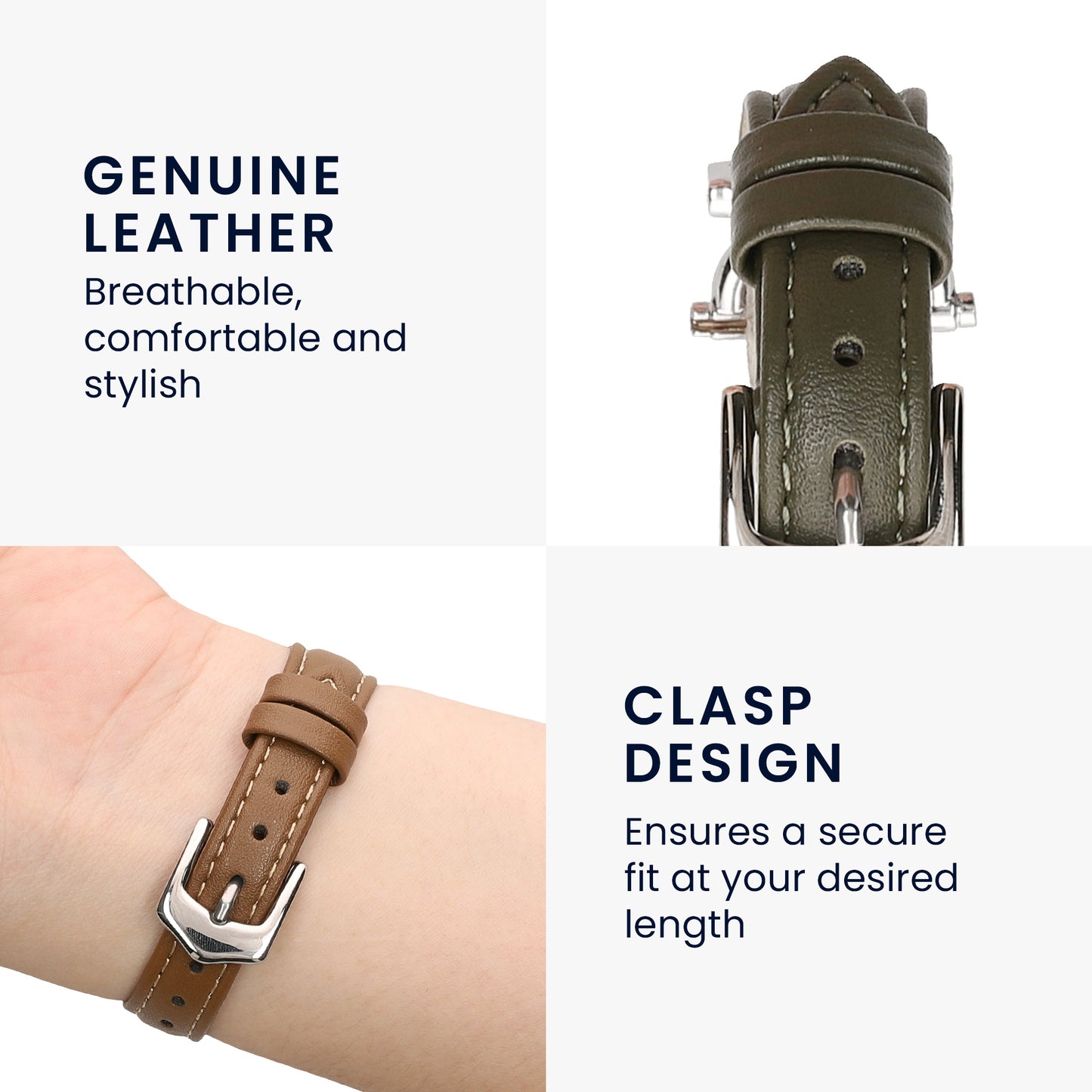 kwmobile Real Leather Watch Strap for Huami 22mm Amazfit Bip 6 / Bip 5 Unity / Bip 5 / GTS 3 / Balance 2 / Helio Strap Band - Replacement Strap for Fitness Tracker - Smartwatch Replacement Band