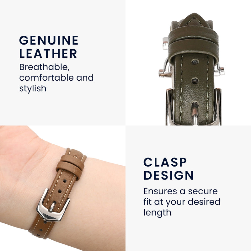 kwmobile Real Leather Watch Strap for Huami 22mm Amazfit Bip 6 / Bip 5 Unity / Bip 5 / GTS 3 / Balance 2 / Helio Strap Band - Replacement Strap for Fitness Tracker - Smartwatch Replacement Band