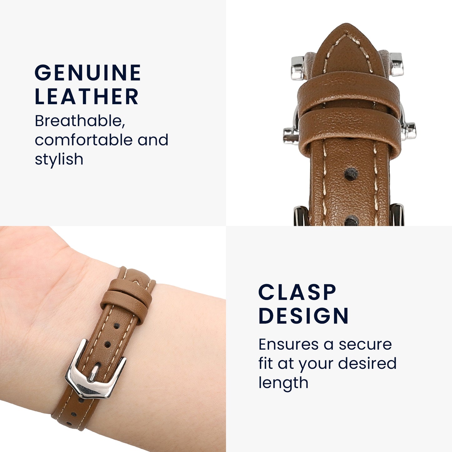 kwmobile Real Leather Watch Strap for Xiaomi Watch S1 Active / S1 Pro / S2 / S3 / Watch 2 Pro - Replacement Band for Fitness Tracker - Smartwatch Replacement Strap