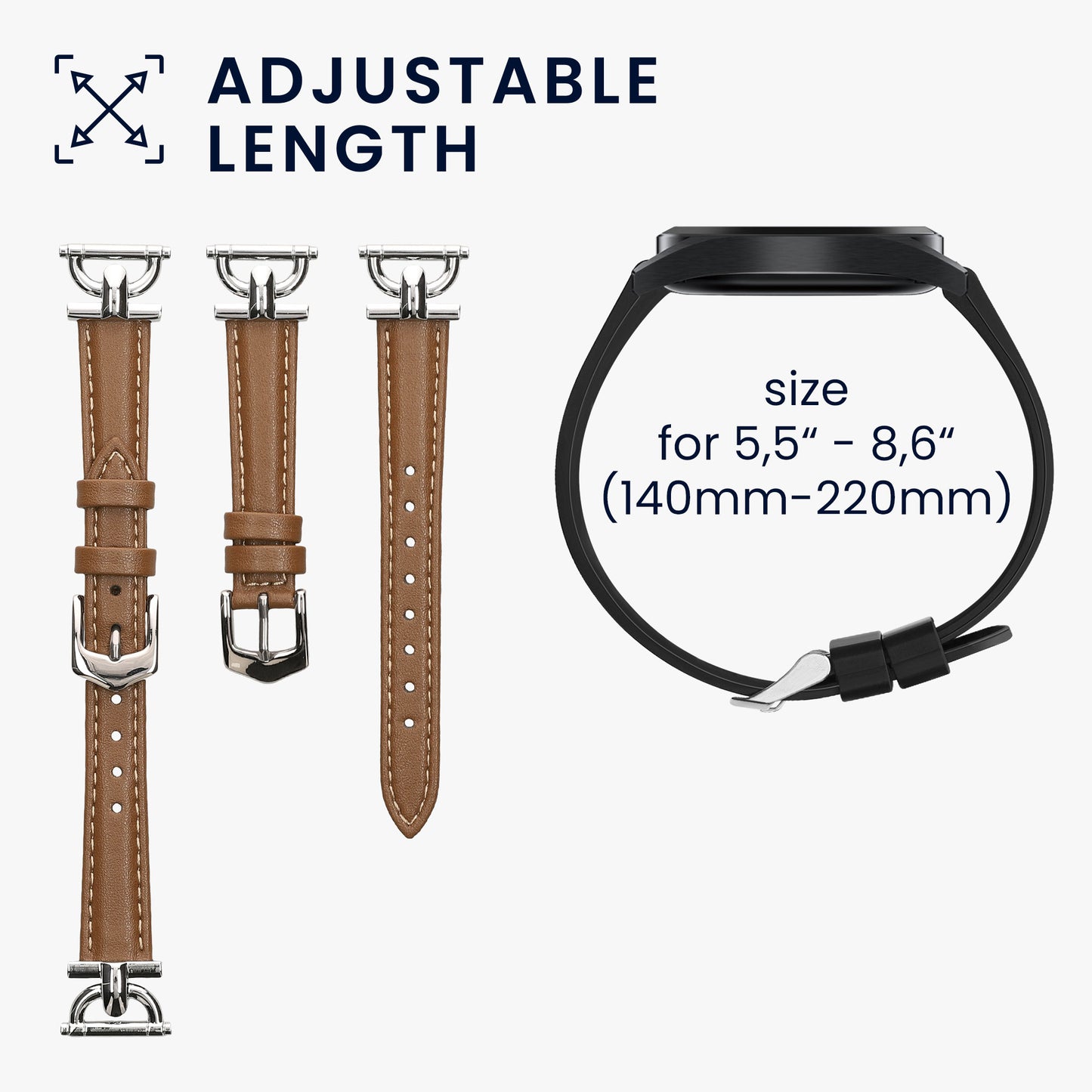 kwmobile Real Leather Watch Strap for Xiaomi Watch S1 Active / S1 Pro / S2 / S3 / Watch 2 Pro - Replacement Band for Fitness Tracker - Smartwatch Replacement Strap