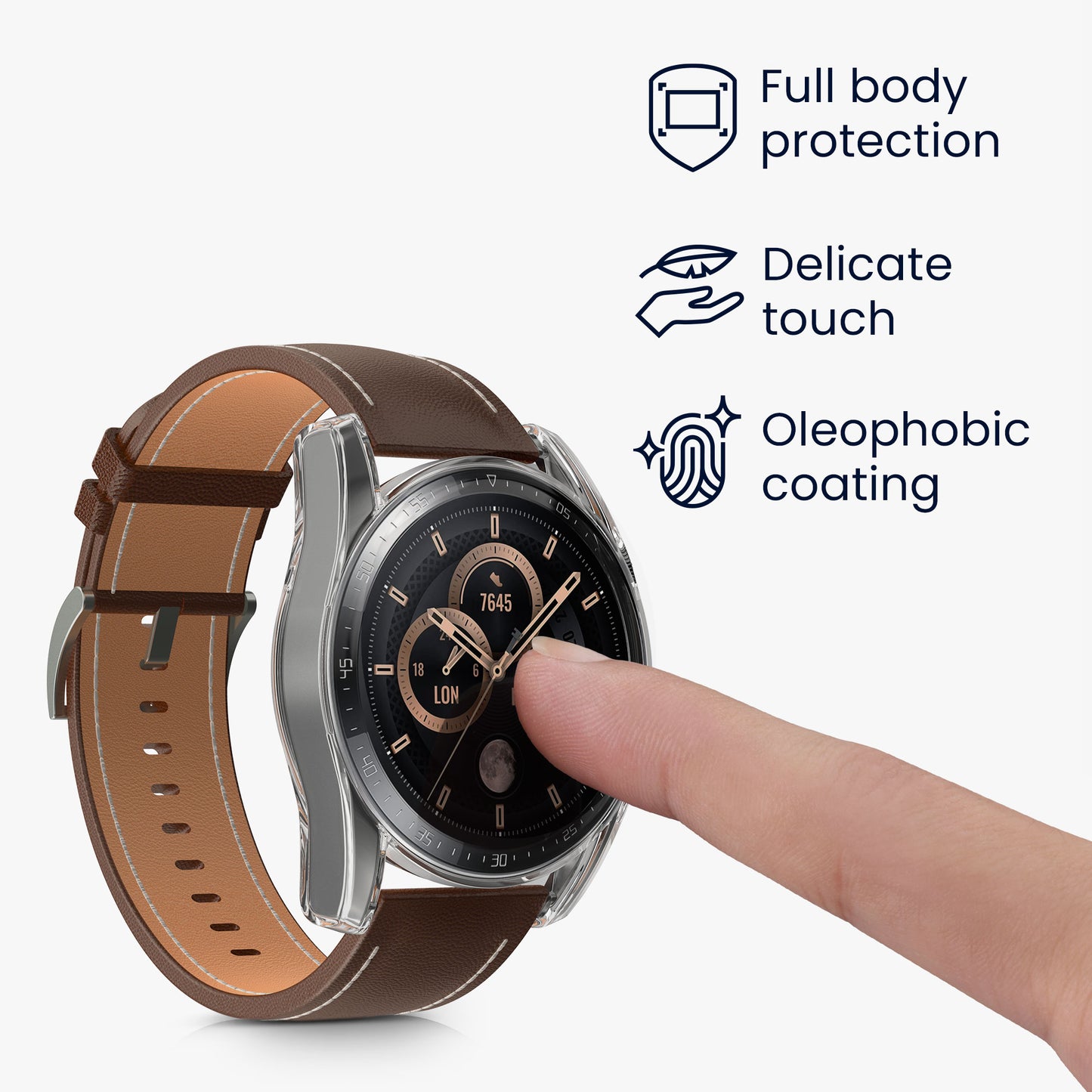 kwmobile Silicone Case for Huawei Watch GT 3 (46mm) Protective Case Fullbody Display Cover Set