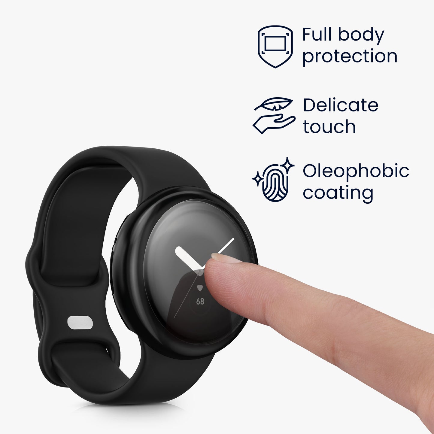 kwmobile Protective Case for Google Pixel Watch 2 / Pixel Watch 1 Fullbody Display Cover Set