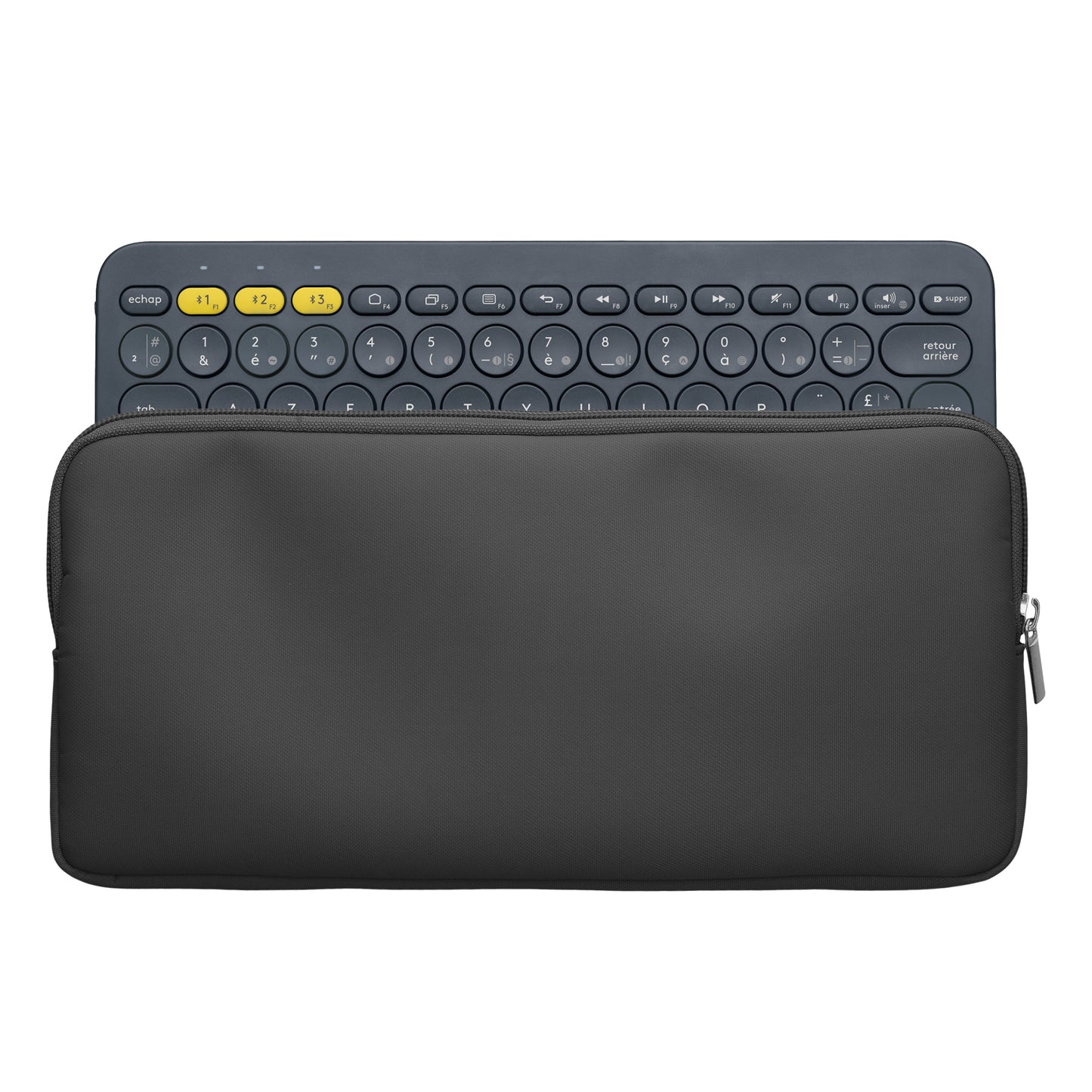 kwmobile Bluetooth Tastatur Cover kompatibel mit Logitech K380 Hülle - Nylon Schutzhülle für Keyboard - Nylon Tasche mit Zipper - Dunkelgrau Dunkelgrau  