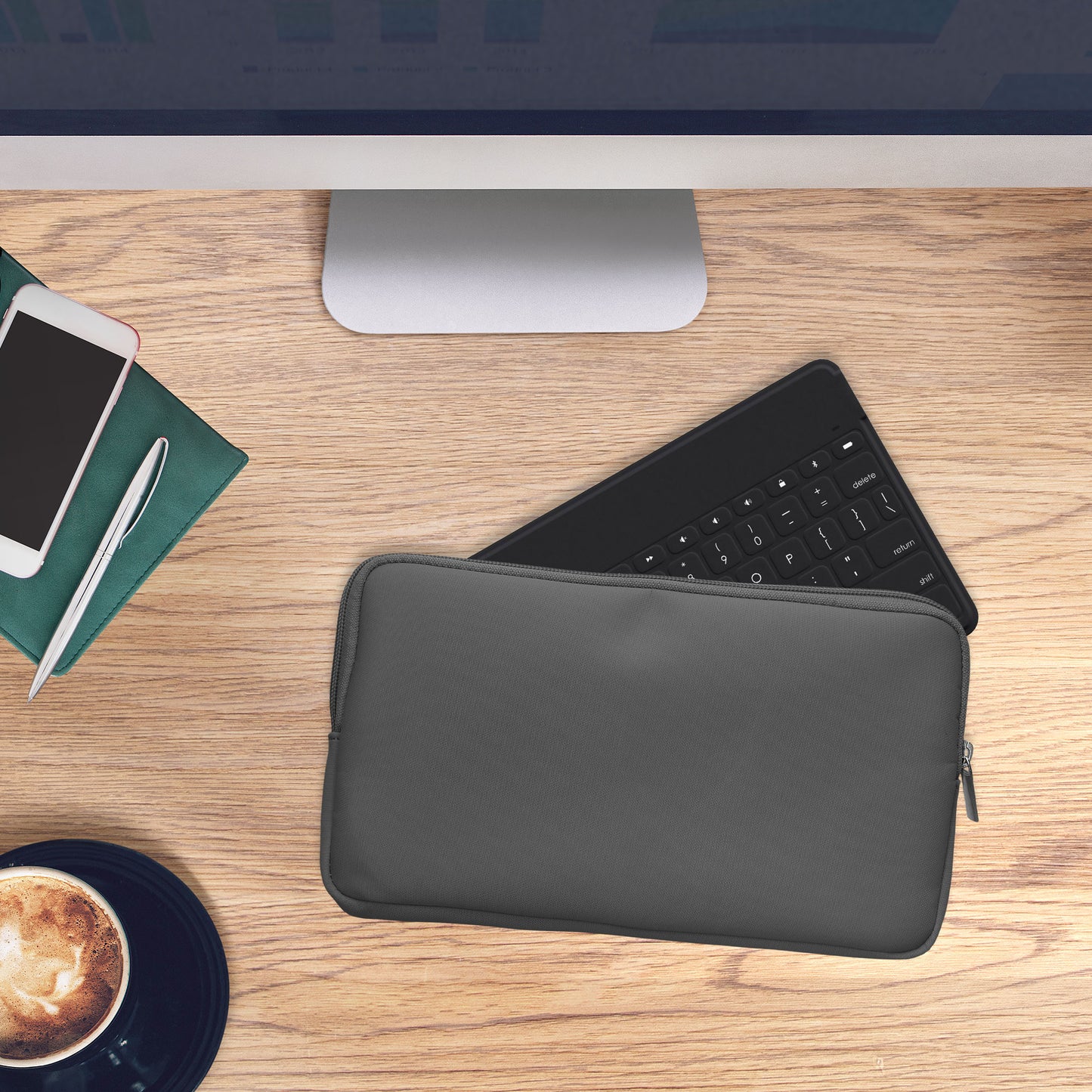 kwmobile Bluetooth Keyboard Cover compatible with Logitech KEYS-TO-GO Case - Nylon Protective Cover for Keyboard - Nylon Bag with Zipper - Dark Grey