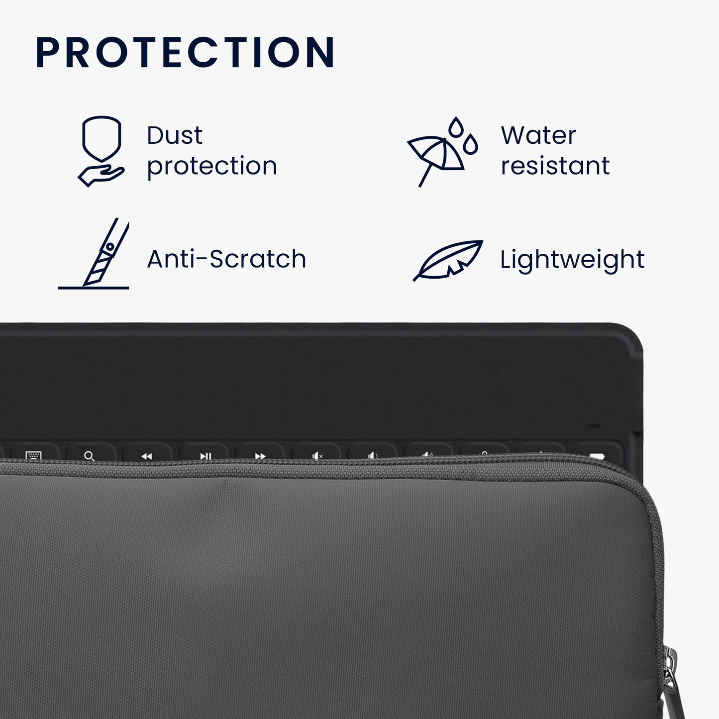 kwmobile Bluetooth Keyboard Cover compatible with Logitech KEYS-TO-GO Case - Nylon Protective Cover for Keyboard - Nylon Bag with Zipper - Dark Grey