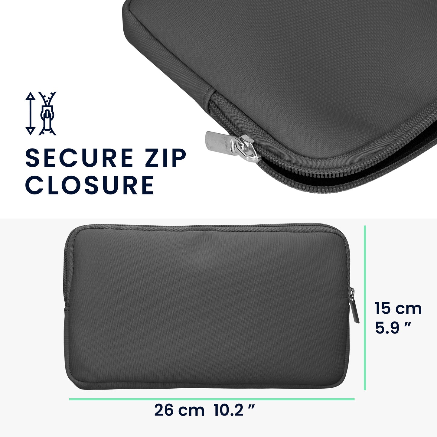 kwmobile Bluetooth Keyboard Cover compatible with Logitech KEYS-TO-GO Case - Nylon Protective Cover for Keyboard - Nylon Bag with Zipper - Dark Grey
