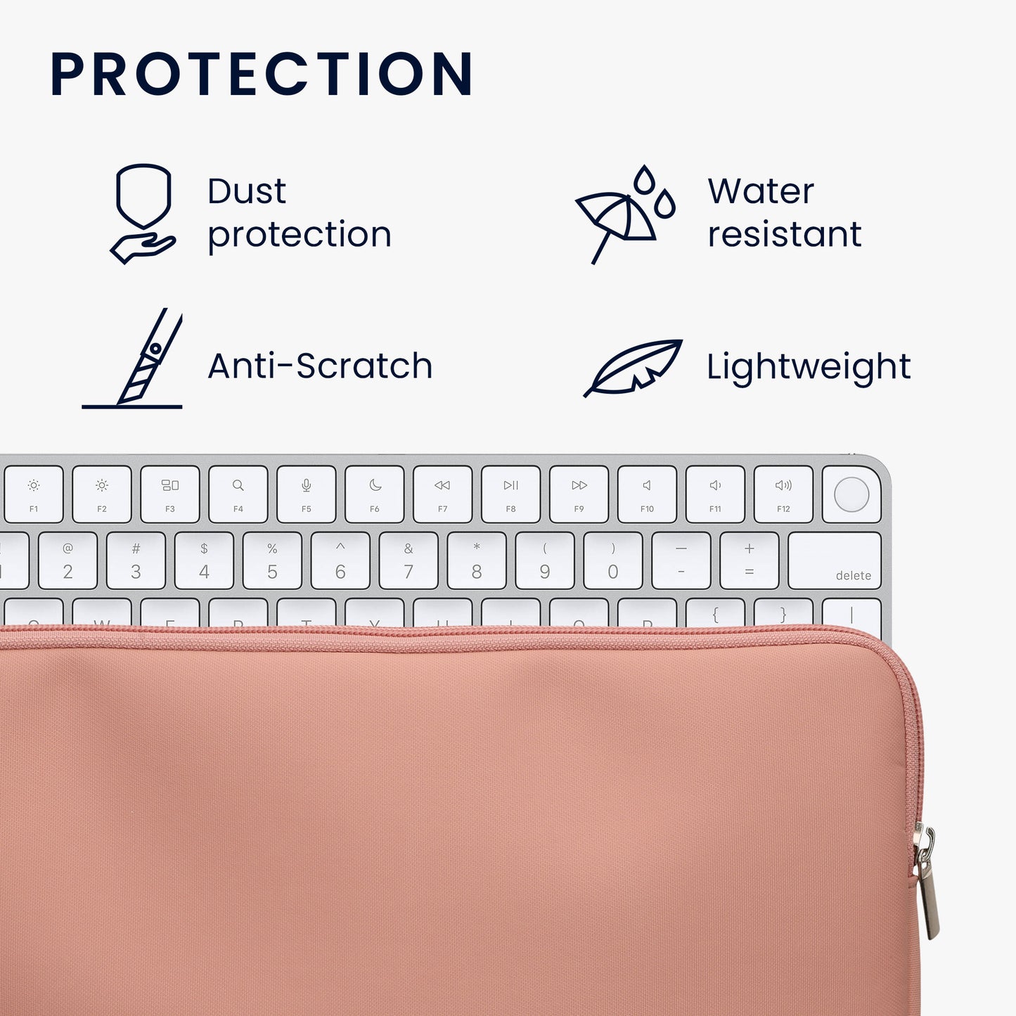 kwmobile Bluetooth Keyboard Cover compatible with Apple Magic Keyboard Case - Nylon Protective Cover for Keyboard - Nylon Bag with Zipper - Pastel Peach