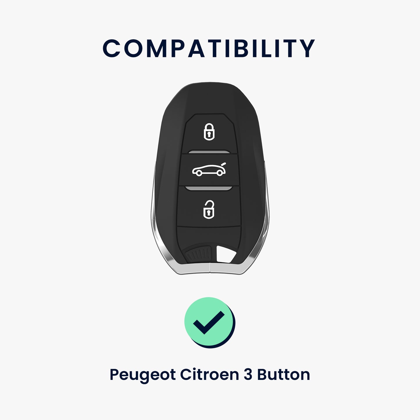 Cover for Peugeot Citroen 3-Button Smart Key Car Key (Keyless Go only)