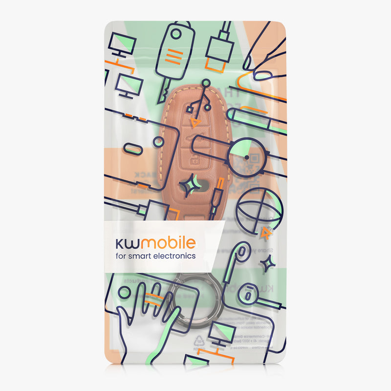 kwmobile Premium Car Key Protective Cover Compatible with Audi A6 A7 A8 Q7 Q8 3-Button Car Key Keyless Case Bag
