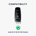 kwmobile Premium Car Key Protective Cover Compatible with Audi A6 A7 A8 Q7 Q8 3-Button Car Key Keyless Case Bag