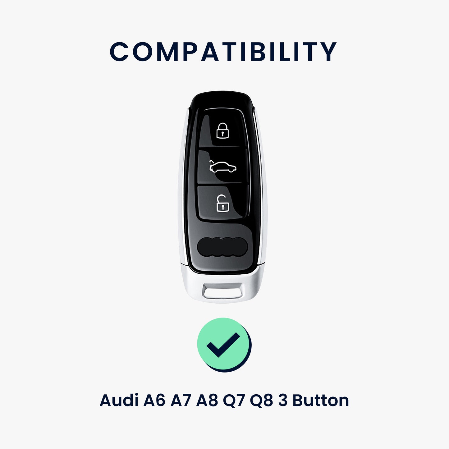 kwmobile Premium Car Key Protective Cover Compatible with Audi A6 A7 A8 Q7 Q8 3-Button Car Key Keyless Case Bag