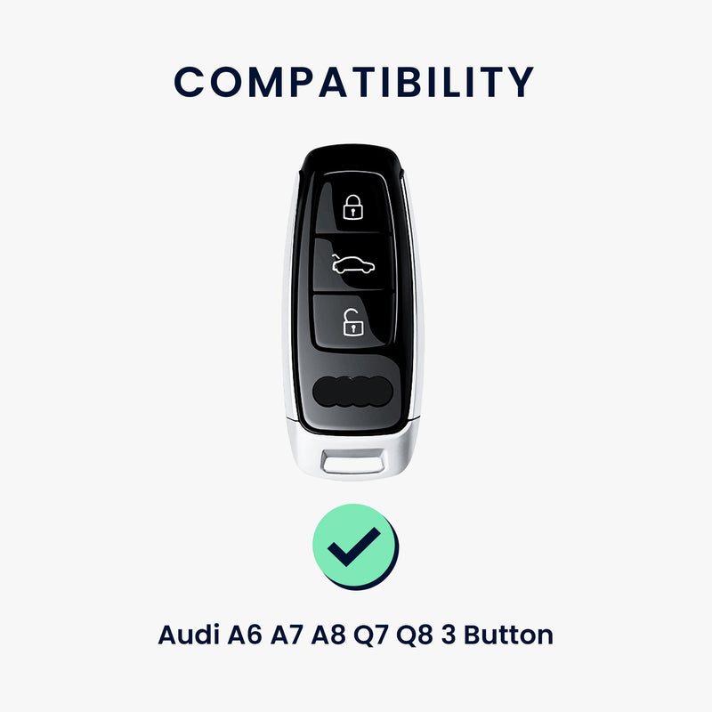 kwmobile Premium Car Key Protective Cover Compatible with Audi A6 A7 A8 Q7 Q8 3-Button Car Key Keyless Case Bag