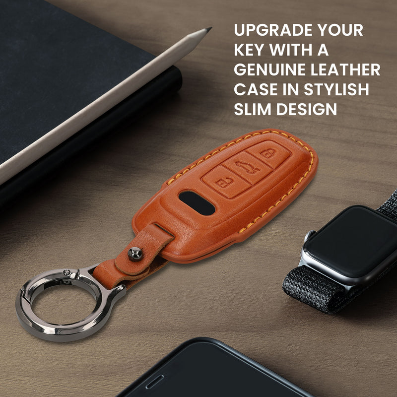 kwmobile Premium Car Key Protective Cover Compatible with Audi A6 A7 A8 Q7 Q8 3-Button Car Key Keyless Case Bag