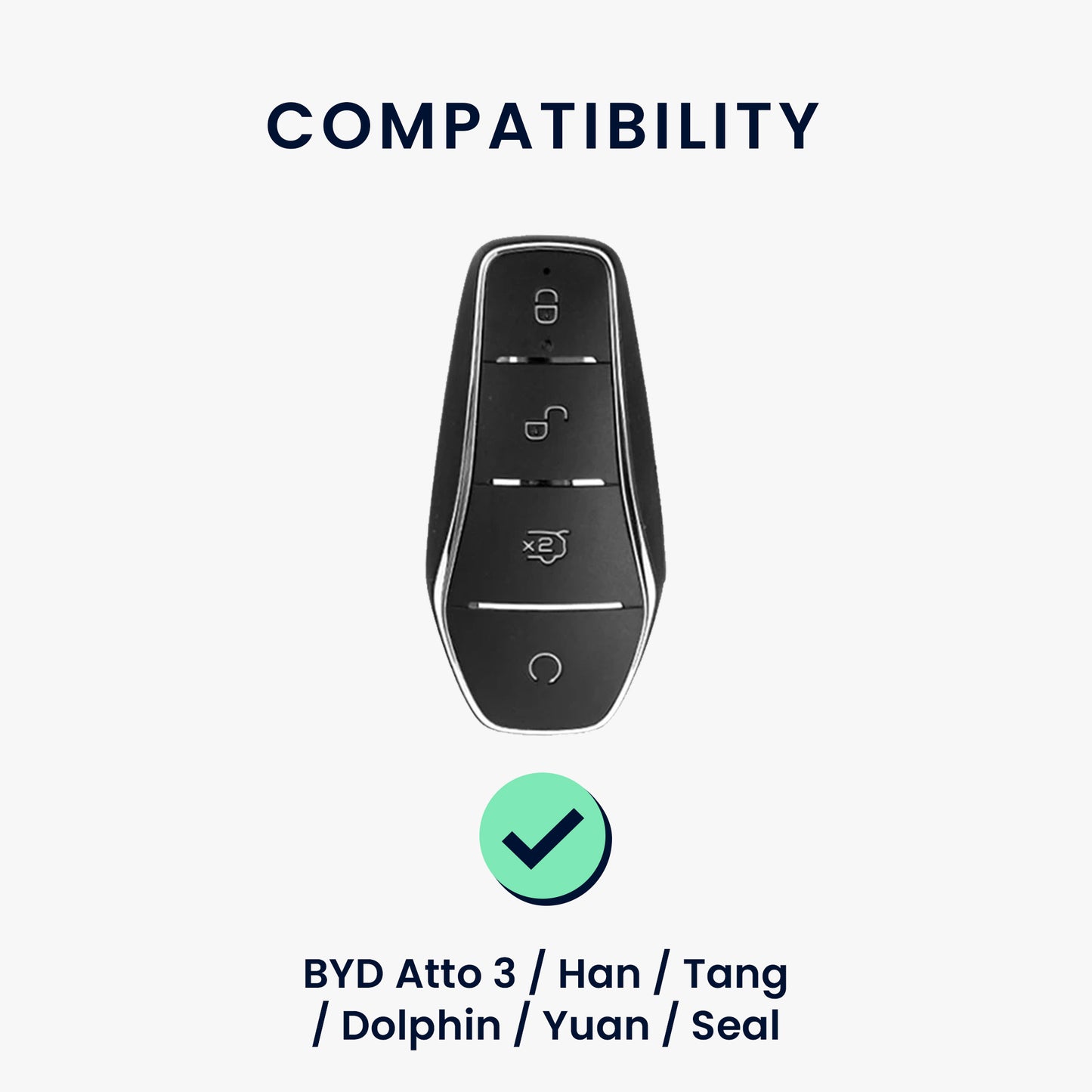 kwmobile Premium Car Key Protective Cover Compatible with BYD Atto 3 / Sealion / Han / Tang / Dolphin / Seal Case - Key Fob Cover