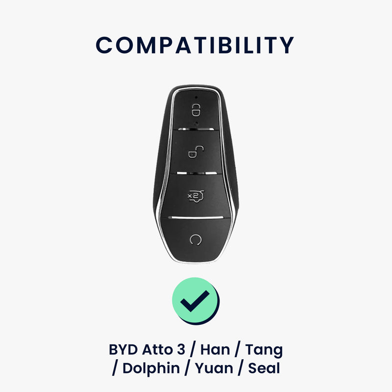 kwmobile Premium Car Key Protective Cover Compatible with BYD Atto 3 / Sealion / Han / Tang / Dolphin / Seal Case - Key Fob Cover