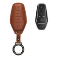 kwmobile Premium Leder Autoschlüssel Schutzhülle kompatibel mit BYD Atto 3 / Sealion / Han / Tang / Dolphin / Seal Hülle - Schlüssel Tasche - Hellbraun Hellbraun  