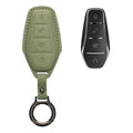 kwmobile Premium Leder Autoschlüssel Schutzhülle kompatibel mit BYD Atto 3 / Sealion / Han / Tang / Dolphin / Seal Hülle - Schlüssel Tasche - Graugrün Graugrün  