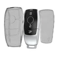 kwmobile Autoschlüssel Hülle kompatibel mit Mercedes Benz Smart Key Autoschlüssel (nur Keyless) - Schlüsselhülle Silikon Cover - Schwarz Transparent Schwarz  