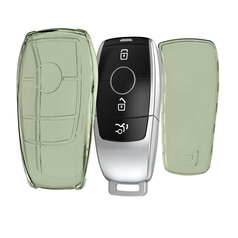 kwmobile Autoschlüssel Hülle kompatibel mit Mercedes Benz Smart Key Autoschlüssel (nur Keyless) - Schlüsselhülle Silikon Cover - Grün Transparent Grün  [dsg03]