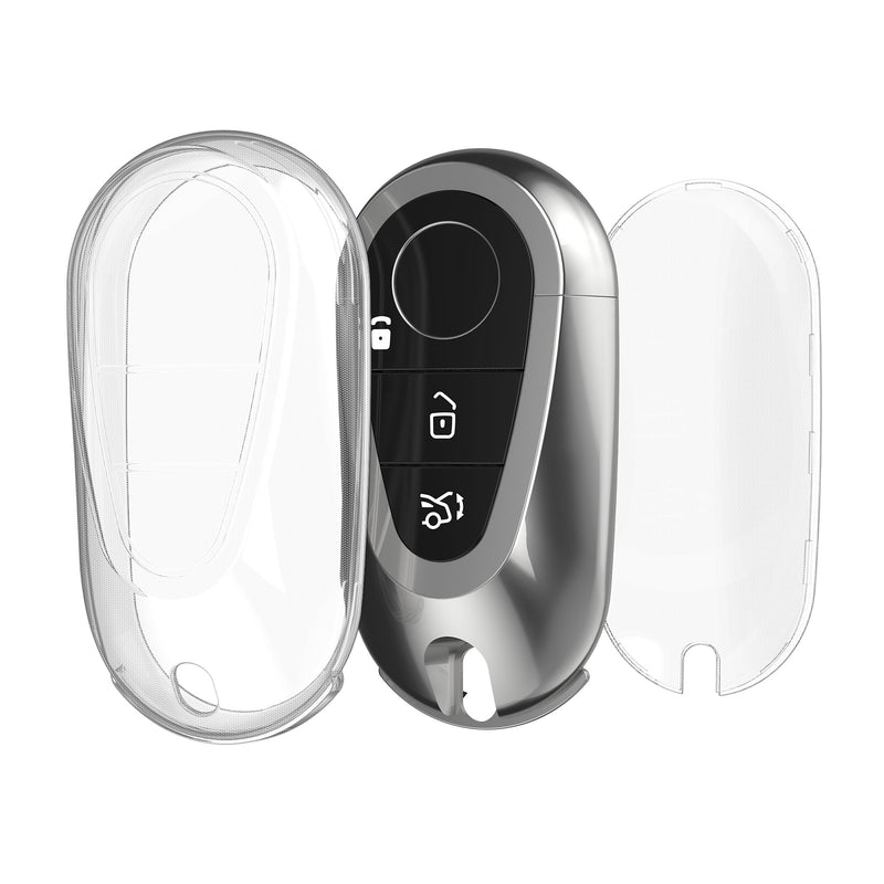 kwmobile Autoschlüssel Hülle kompatibel mit Mercedes Benz 3-Tasten Smart Autoschlüssel - Schlüsselhülle Silikon Cover - Transparent Transparent  [dsg01]