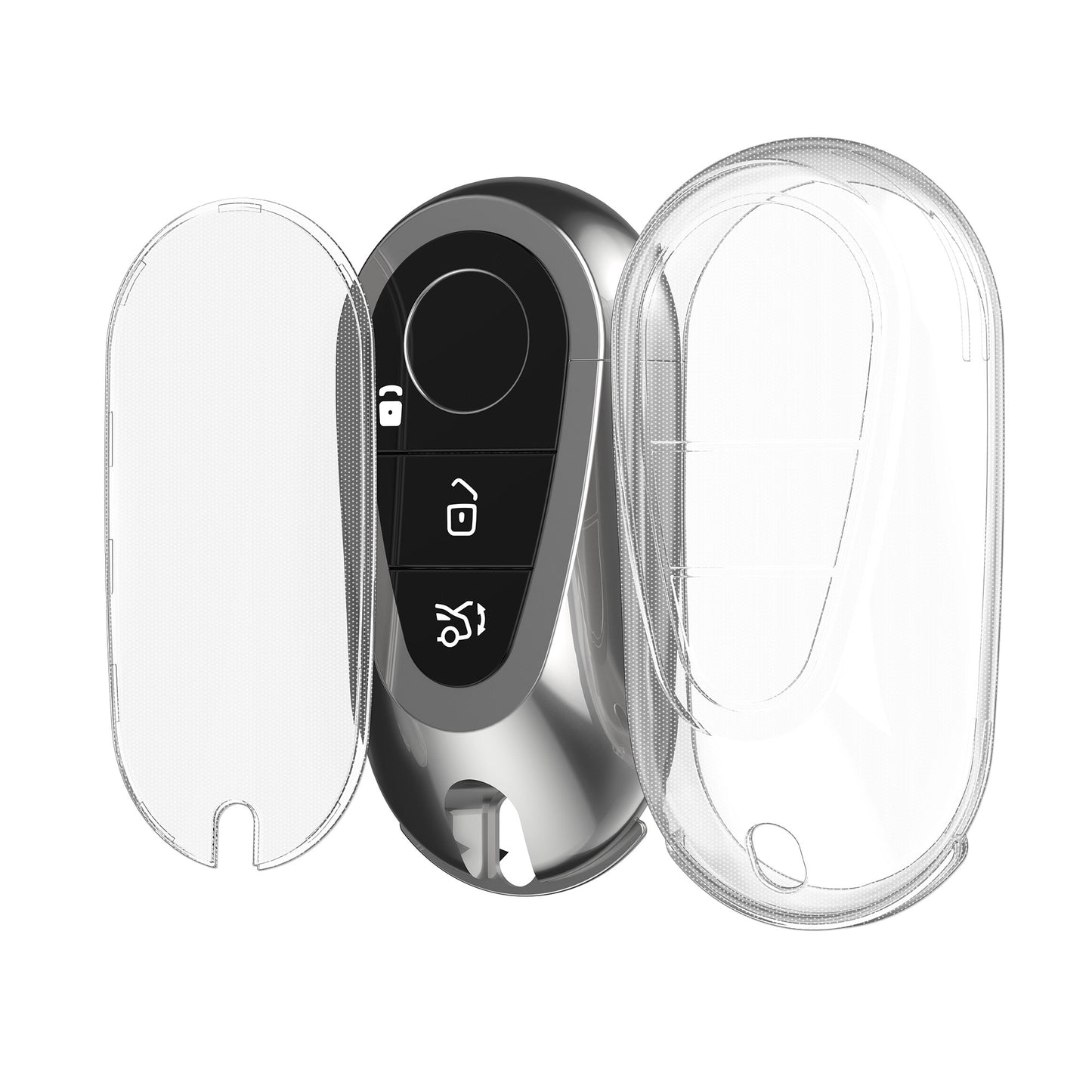 kwmobile Car Key Case Compatible with Mercedes Benz 3-Button Smart Car Key
