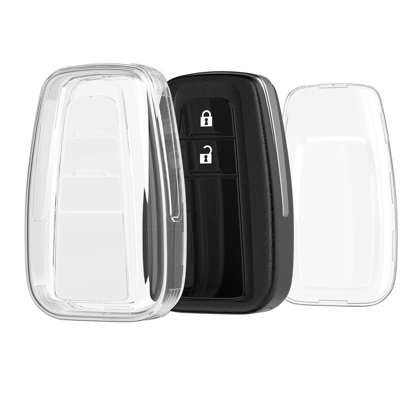 kwmobile Autoschlüssel Hülle kompatibel mit Toyota 2-Tasten Smart Key Autoschlüssel - Schlüsselhülle Silikon Cover - Transparent Transparent  [dsg01]