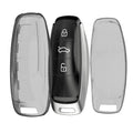 kwmobile Autoschlüssel Hülle kompatibel mit Audi A6 A7 A8 Q7 Q8 3-Tasten Autoschlüssel Keyless - Schlüsselhülle Silikon Cover - Schwarz Transparent Schwarz  [dsg02]